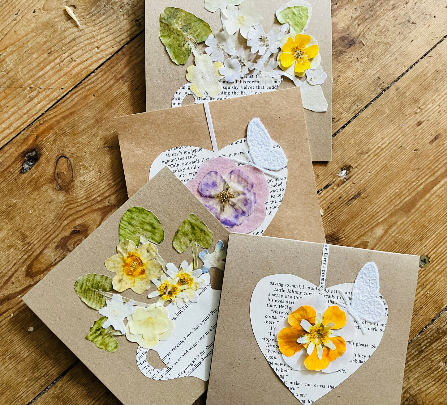 Books and Blooms cards- 4 pack
