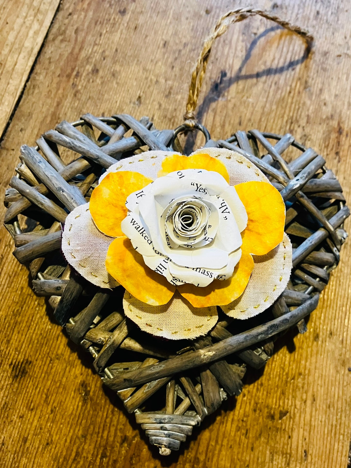 Medium hanging book-page heart